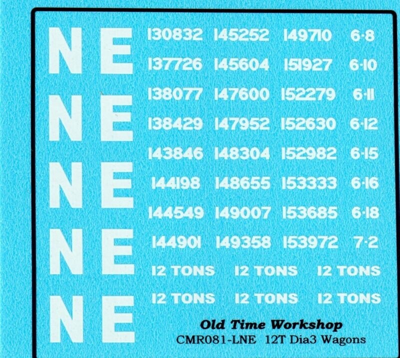 Transfers for LNER Version of Kit C81 12ton 6 plank Open Wagon Kit, 9' wb wood underframe