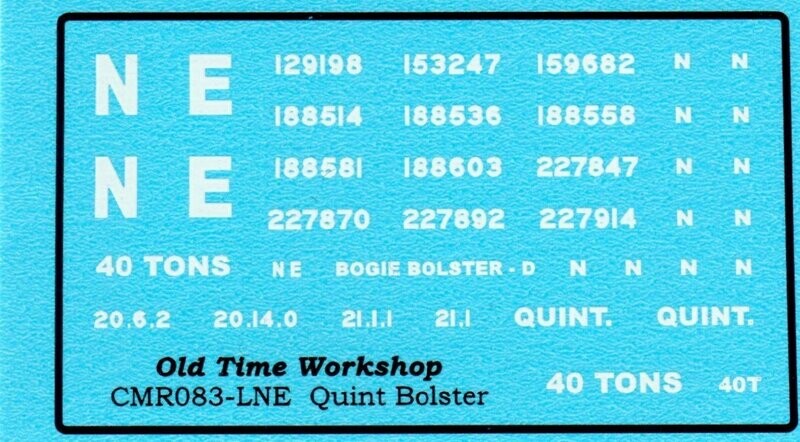 Transfers for LNER Version of Kit C83 LNER Quint D Bogie Bolster Wagon
