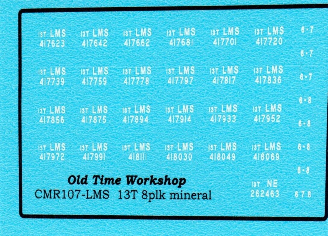 Transfers for LMS Version of Kit C107 13T 8 plank open (SR Diag 1375)