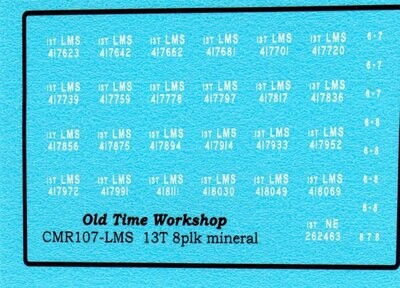 Transfers for LMS Version of Kit C107 13T 8 plank open (SR Diag 1375)