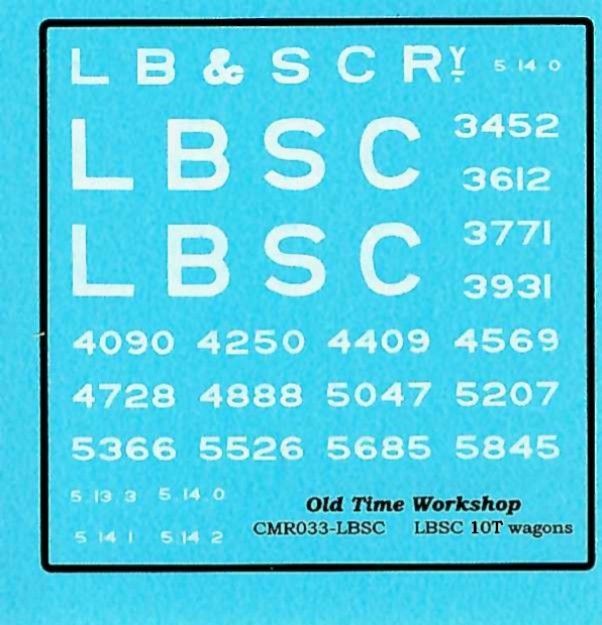 Transfers for the LBSC Version of Kit C33 ex-LBSC 10T Wagon