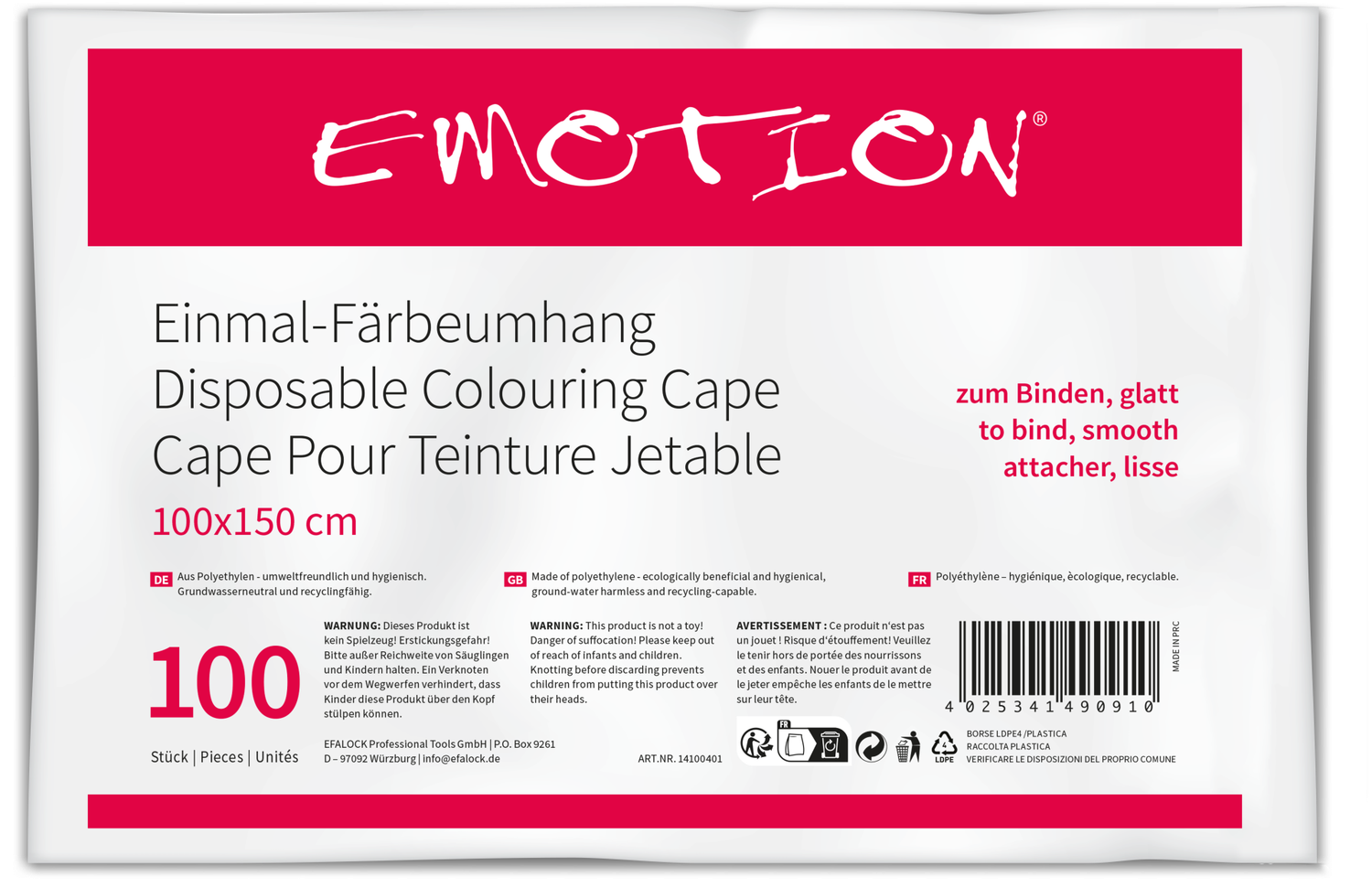 Emotion Wegwerpbare Kleurcapes 100st