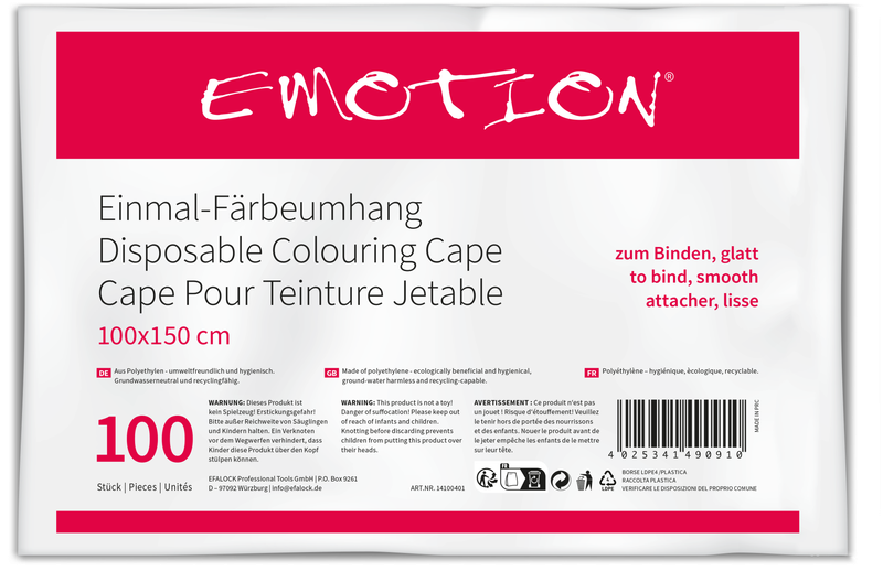 Emotion Wegwerpbare Kleurcapes 100st