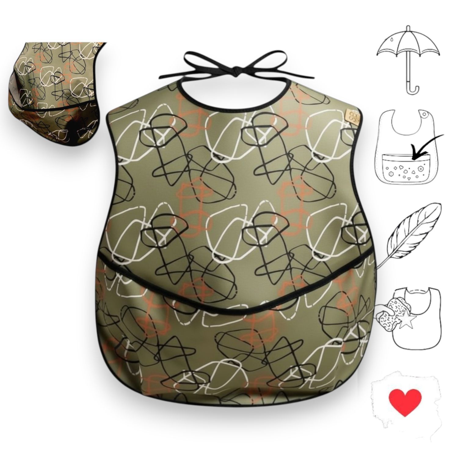 śliniak dla dorosłych Ergo+ "Dynamiczna oliwka"