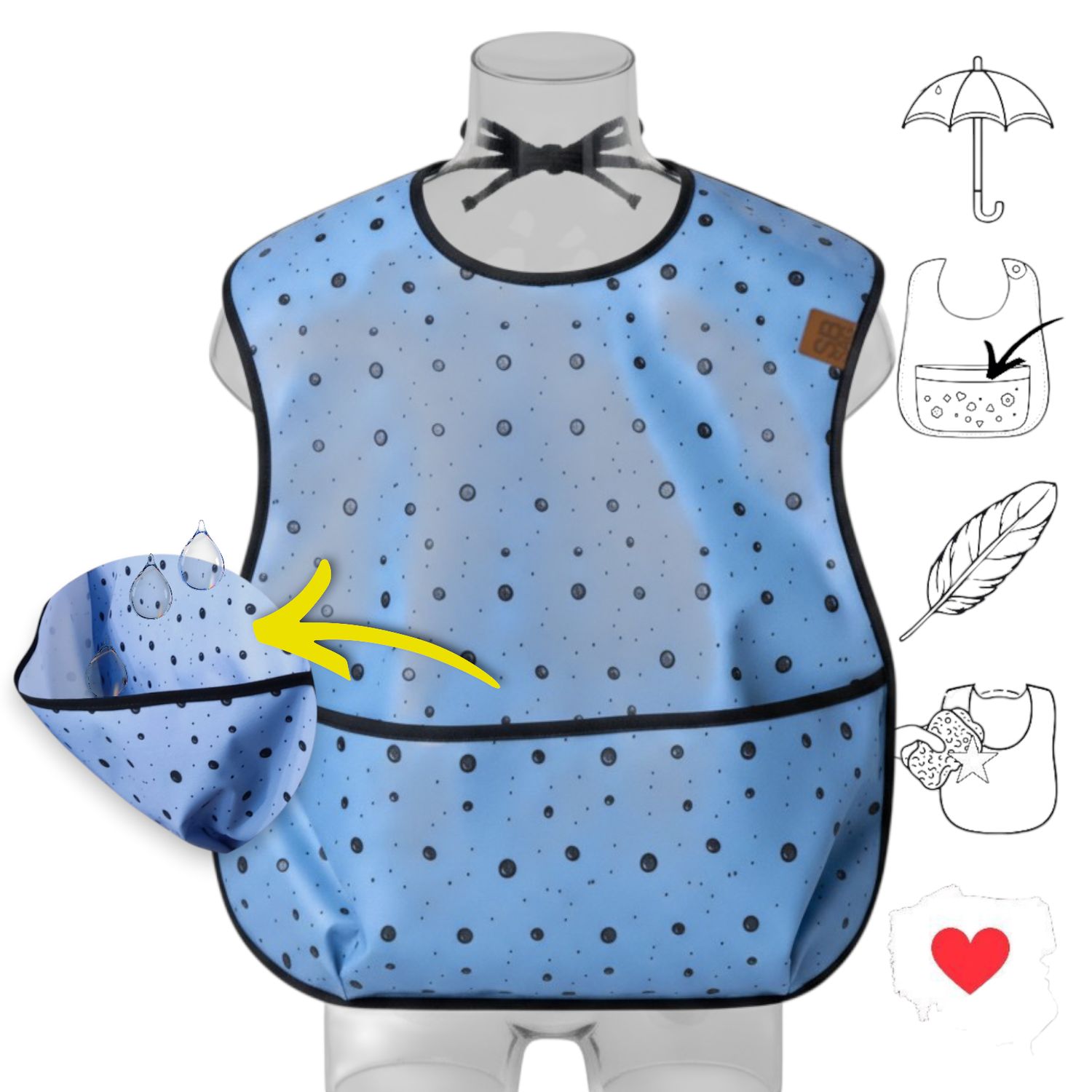 śliniak dla dorosłych Ergo+ "Krople na błękicie"