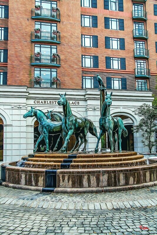 "Vibrant Life Charleston Place Horse Fountain"