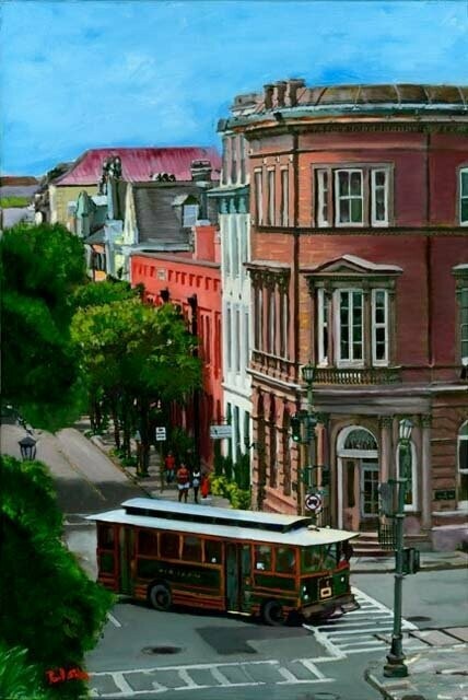 "East Bay Trolley" Mixed Media Original 20x30