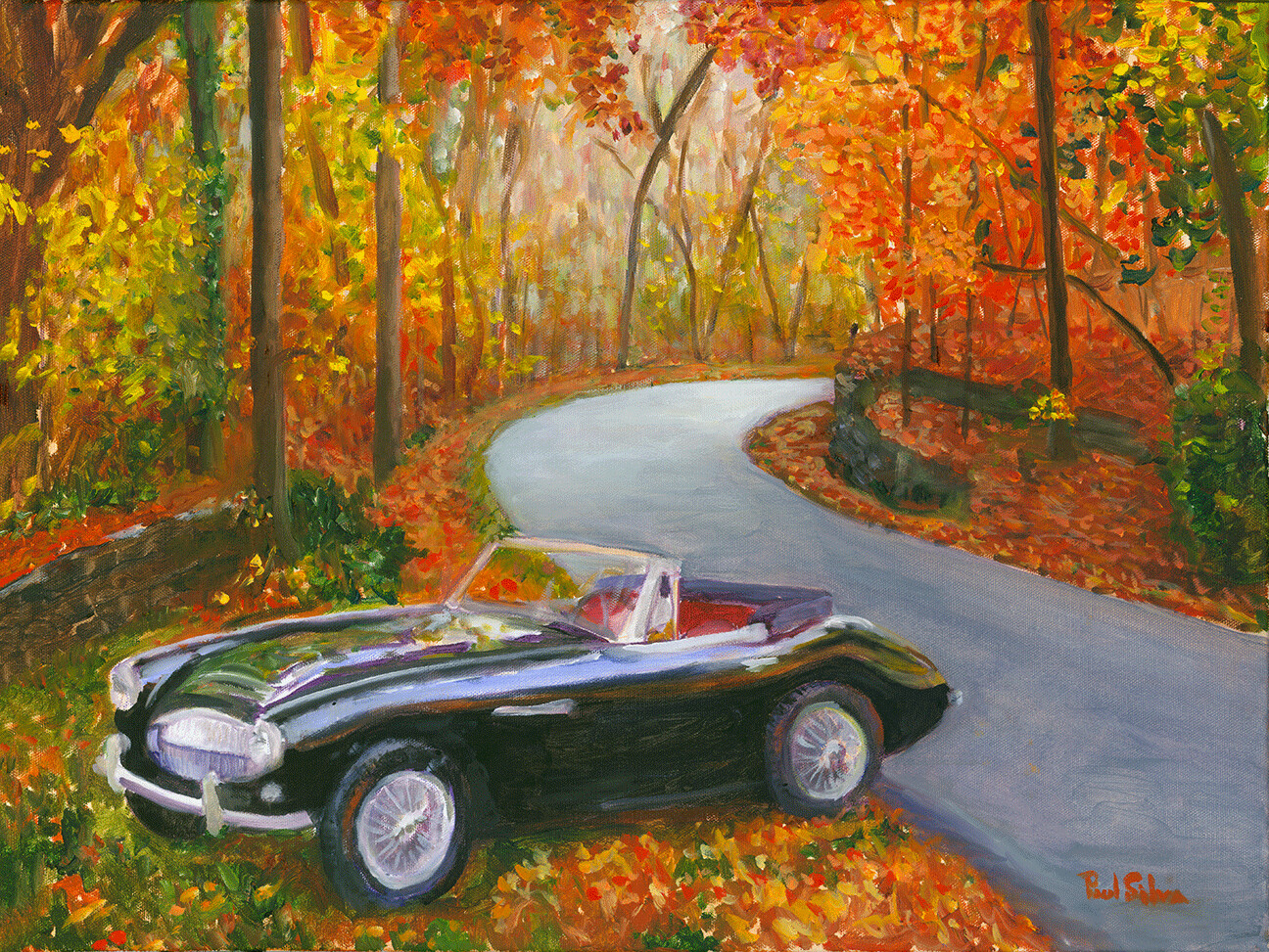 "Austin Healy 3000" Mixed Media Original 30x24