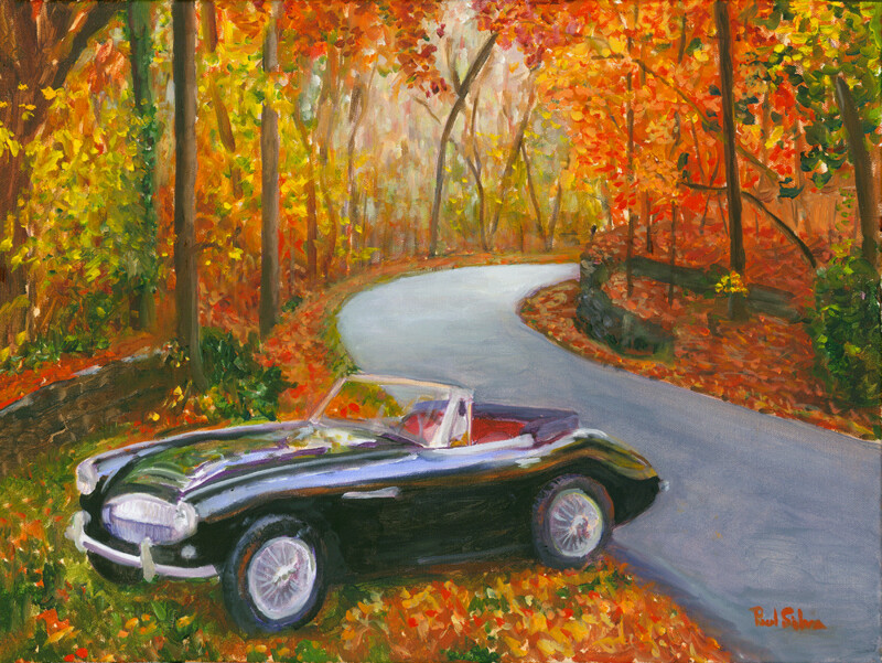 "Austin Healy 3000" Mixed Media Original 30x24