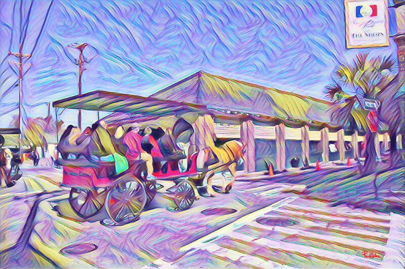 Vibrant Abstract "Market Carriage Ride"