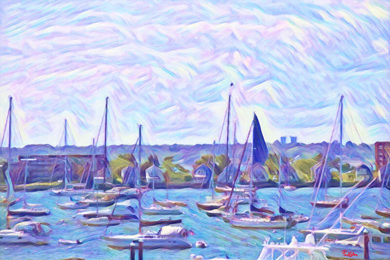 Vibrant Abstract "Newport Harbor"