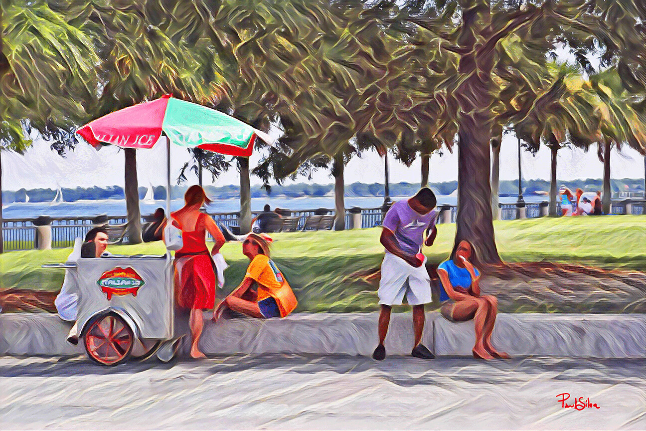 "Italian Ice at the Waterfront" Colorful Painter