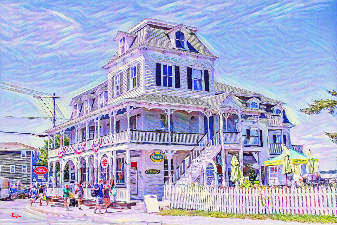 "Block Island Harbor House" Colorful Painter Series