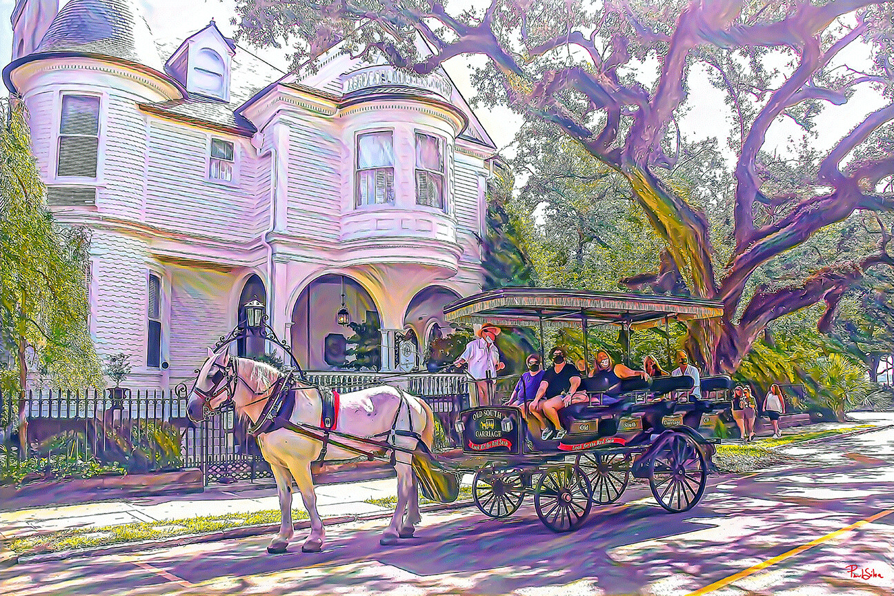 "Carriage on Meeting Street" Colorful Painter