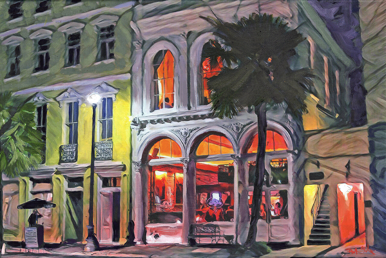 "Oak Steakhouse" Mixed Media Original 18x12