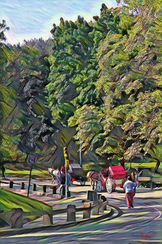 "Central Park Strollers" Colorful Painter Series