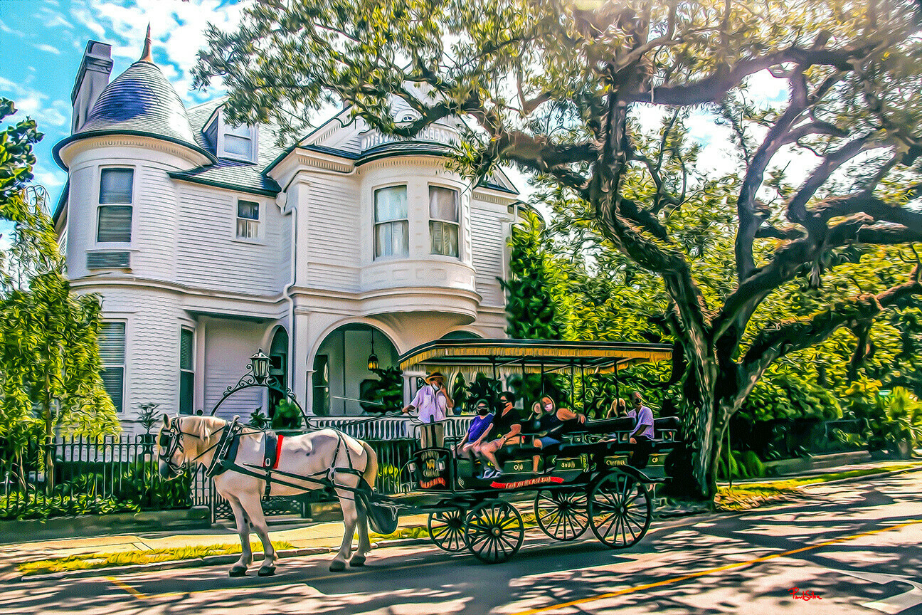 "2 Meeting St Carriage Tour" Colorful Painter