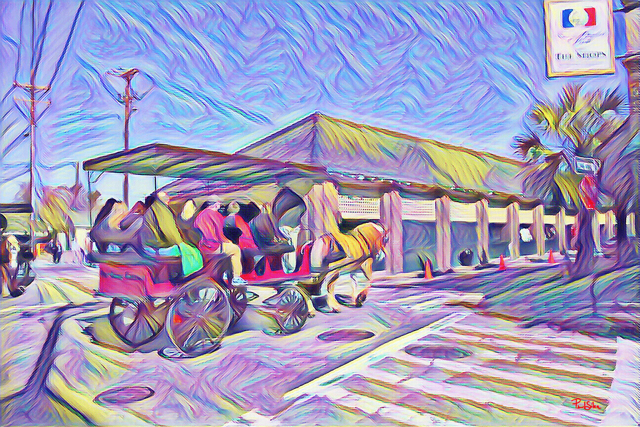 Vibrant Abstract "Market Carriage Ride"