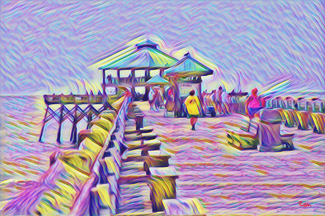 Vibrant Abstract "Folly Beach Pier"