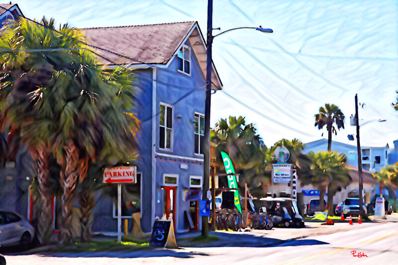 "Folly Beach Bike Rentals" Colorful Painter Series