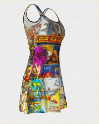Bright Collage Flare Dress