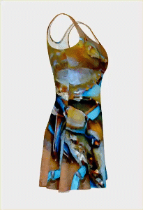 Blue Crab Flare Dress