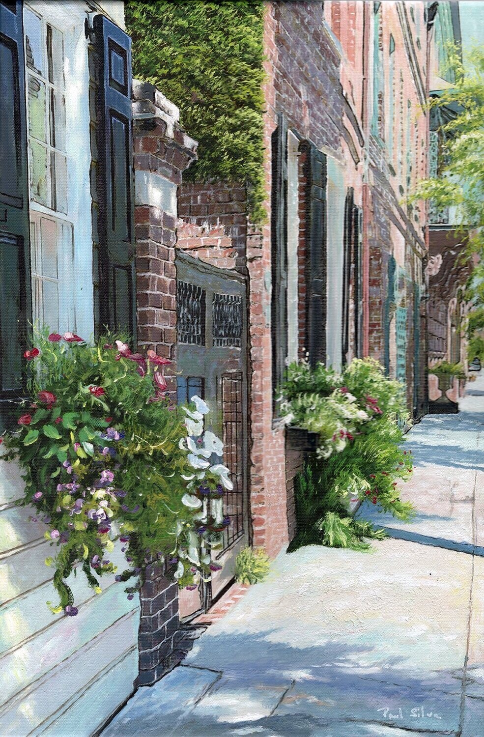 "Church Street Sidewalk" Original Hand Painted Oil 16x24