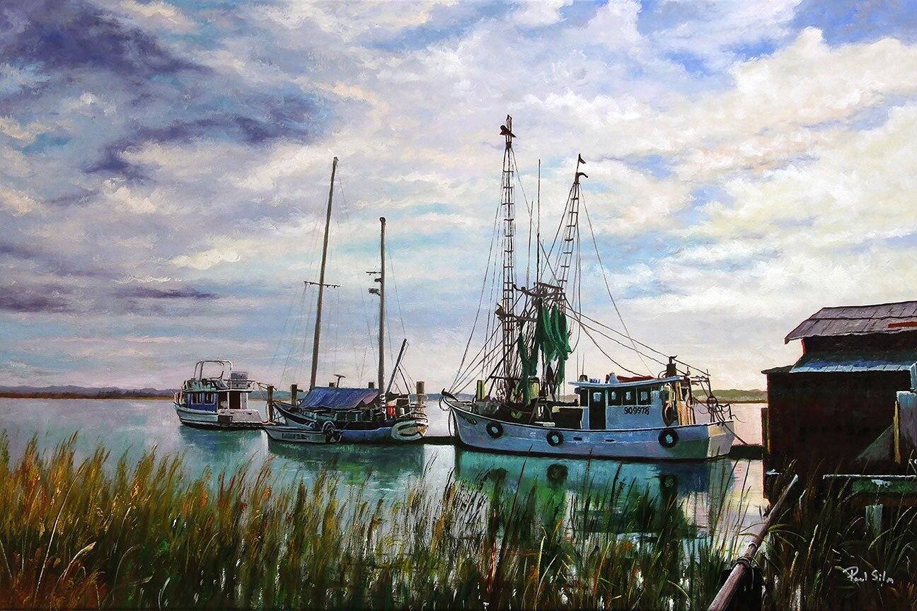 "Cherry Point Docks" 36x24 Hand-painted Oil Original