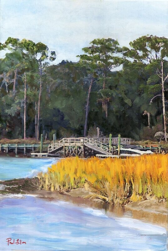 "Kiawah Marsh Dock" Mixed Media Original 16x24