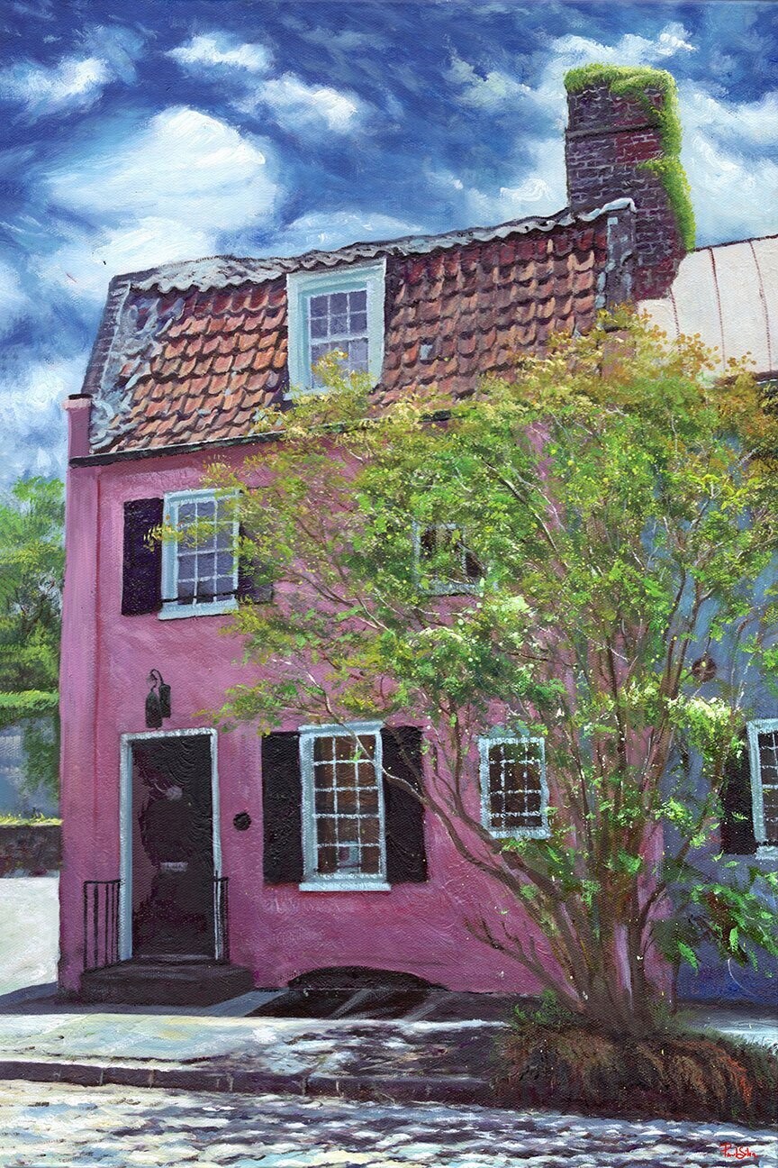 "Chalmers Pink House" Hand Painted Oil 16x24