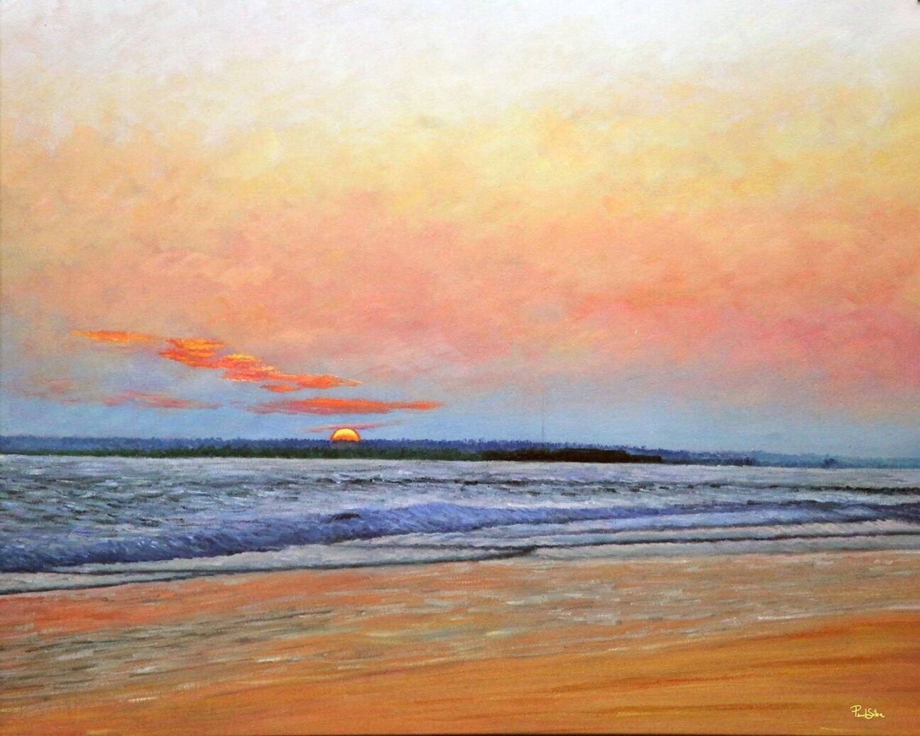 "Fort Sumter Sunset" Hand painted Oil on canvas 30x24