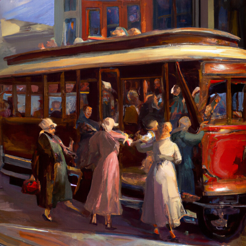 "All Aboard" John Sloan Style