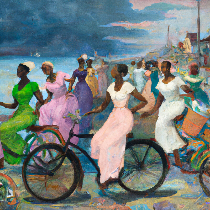 "Atlantic City Bicycle Rally" John Sloan Style