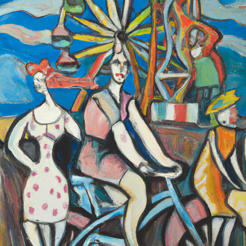 "Wonder Wheel Riders" Pablo Picasso Style