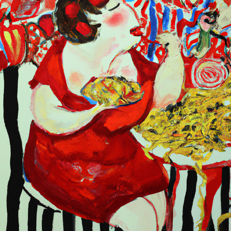 "Pasta Carbonara" Marc Chagall Style