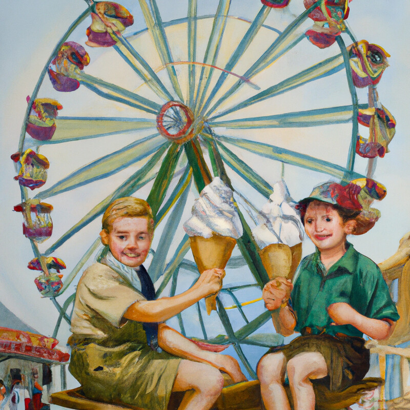 "Ice Cream at the Wonder Wheel" Norman Rockwell Style