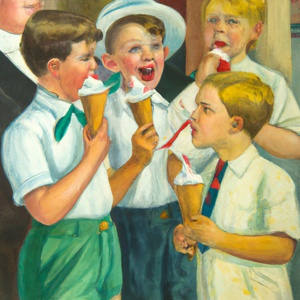 "Ice Cream Time" Norman Rockwell Style