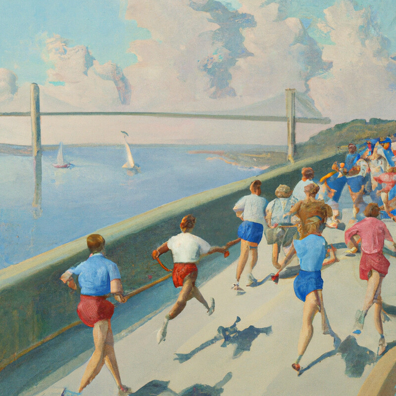 "Cooper River Bridge Run" Norman Rockwell Style