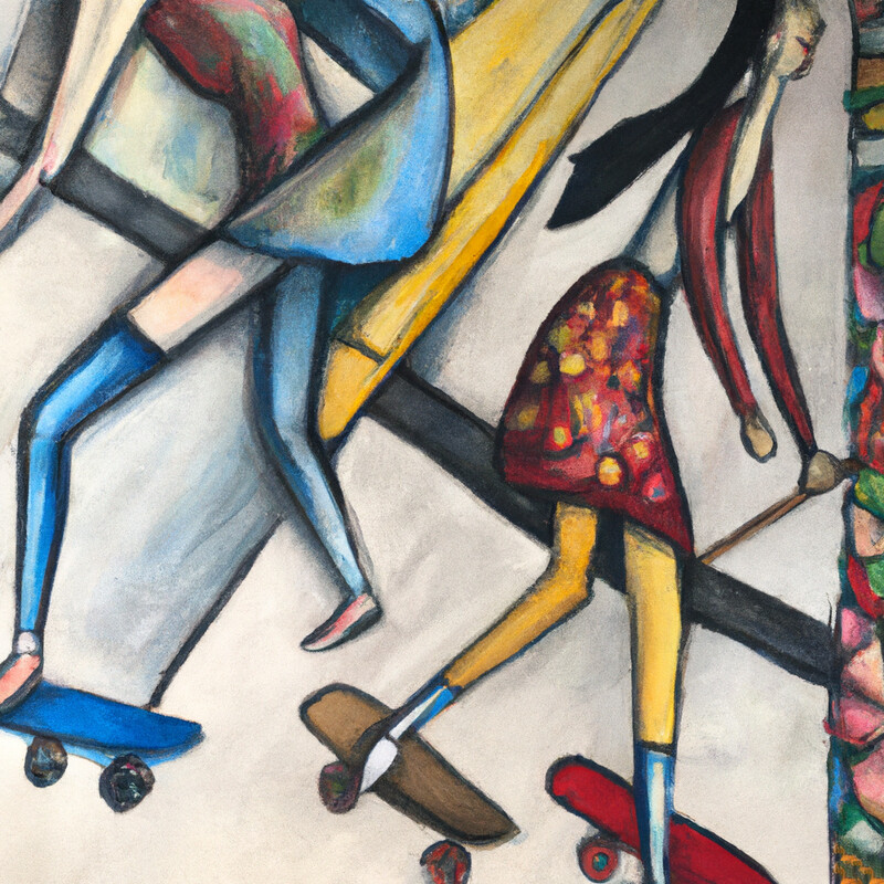 "Skateboarders" Marc Chagall Style