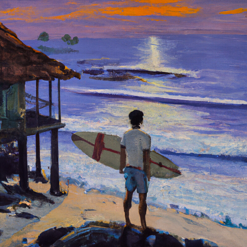 "Evening Surf Meditation" Norman Rockwell Style