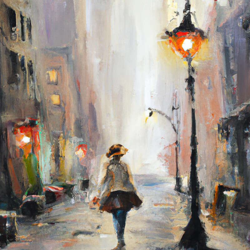 "A Lamplit NYC Street" Willem Haenraets Style