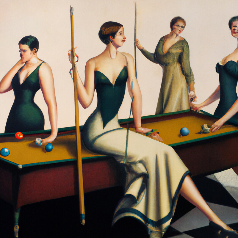 "The Billiard Parlor" Tamara de Lempicka Style