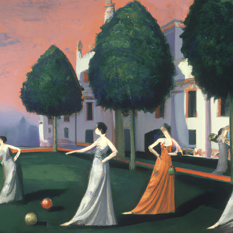 "Bocci on the Lawn" Tamara de Lempicka Style