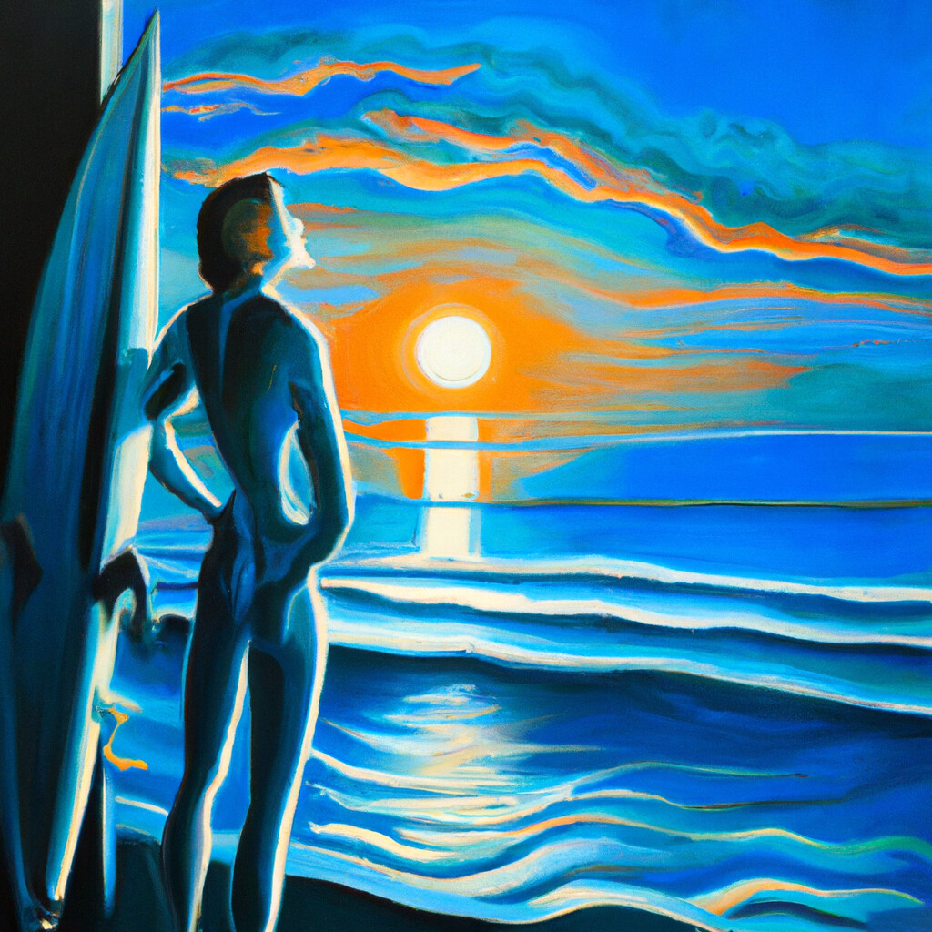 "Morning is for Surfing" Tamara de Lempicka Style