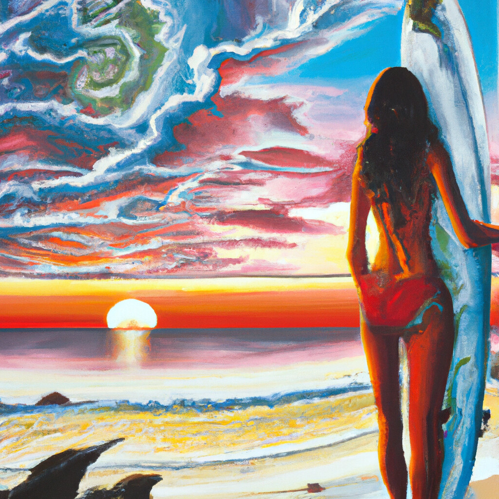 "Sunset Surfer" Salvador Dali Style