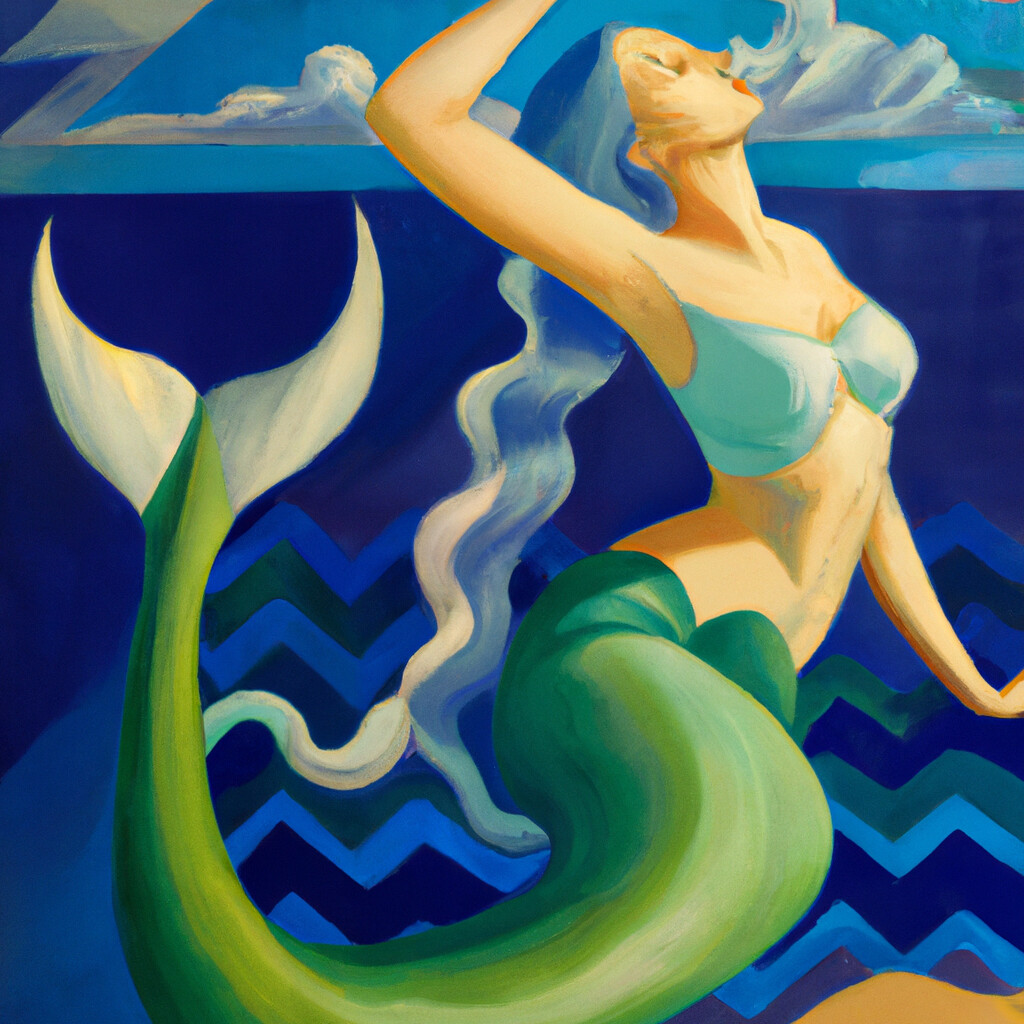 "Mermaid Frolic" Tamara de Lempicka Style