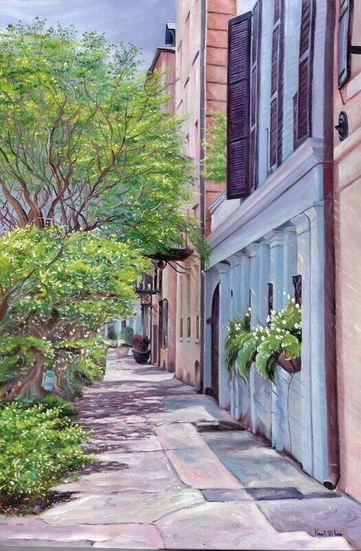 "Rainbow Row Vertical" 20x30 Hand-painted Oil