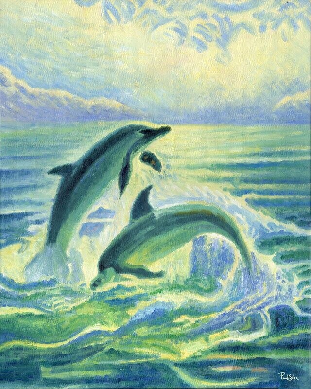 "Dolpins" Oil on Canvas 16x20