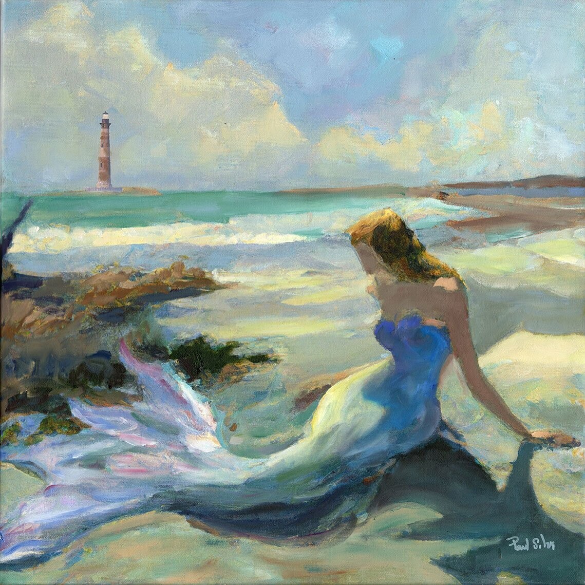"Morris Mermaid" Mixed Media Oill 16x16