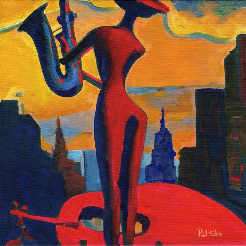 "Holy City Jazz" Mixed Media Original 12 x 12